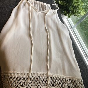 White tank top with lace.